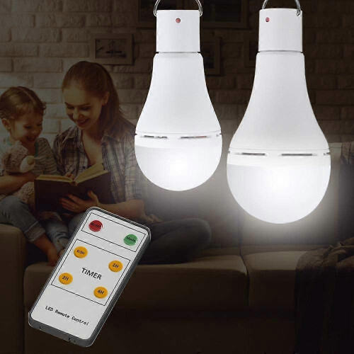 Solar Powered 9W LED Bulb with Remote Control, 350LM Bright, USB & Solar Charging for Camping 1