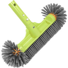 Zwembadborstel 34 cm; halfronde zwembadborstel met nylon borstelharen en hoeken; aluminium handvat 33 cm