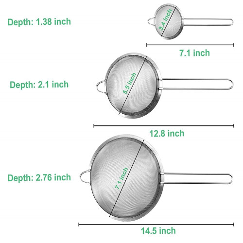 Ensemble de 3 passoires en acier inoxydable 2