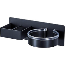 Wandhalterung für Haartrockner und Glätteisen – FEBEST – Edelstahl – Kein Bohren erforderlich – Schwarz – 20,5 x 10,7 x 7 cm – Wasserd
