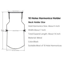 OriGlam Harmonica Holder Neck Holder Stand, Mouth Organ Metal Frame Adjustable for 10 Hole Harmonica,Black
