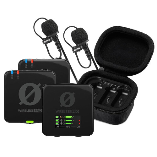 RØDE Wireless PRO Compact Wireless Microphone System with Timecode, 32-bit Float On-Board Recording, 2 Lavalier Microphones and Smart Charge Case for 2