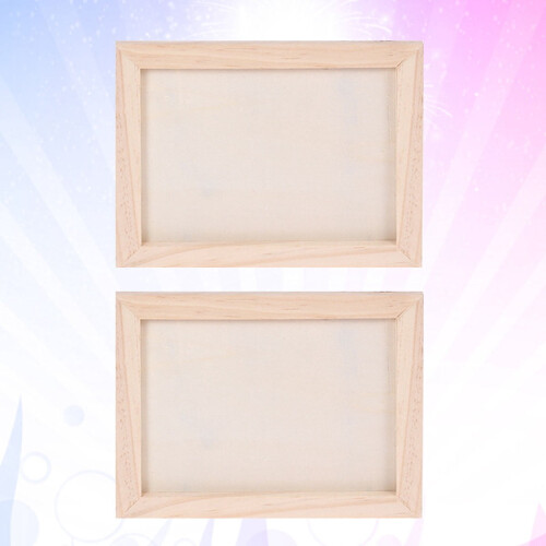 Wood Picture Frame Beige 2 Pieces DIY Handmade