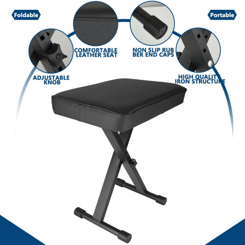 ASelected Keyboard Stool Piano Bench X-Style Padded Folding Piano Benc 2