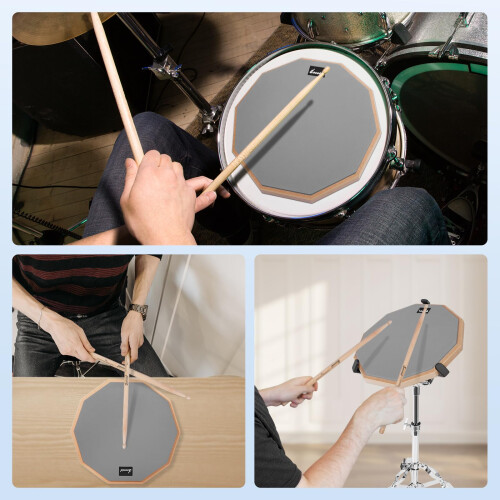 Sovvid 12 Inches Drum Pad and 5A Drum Sticks, Double Sided Snare Drum Practice P