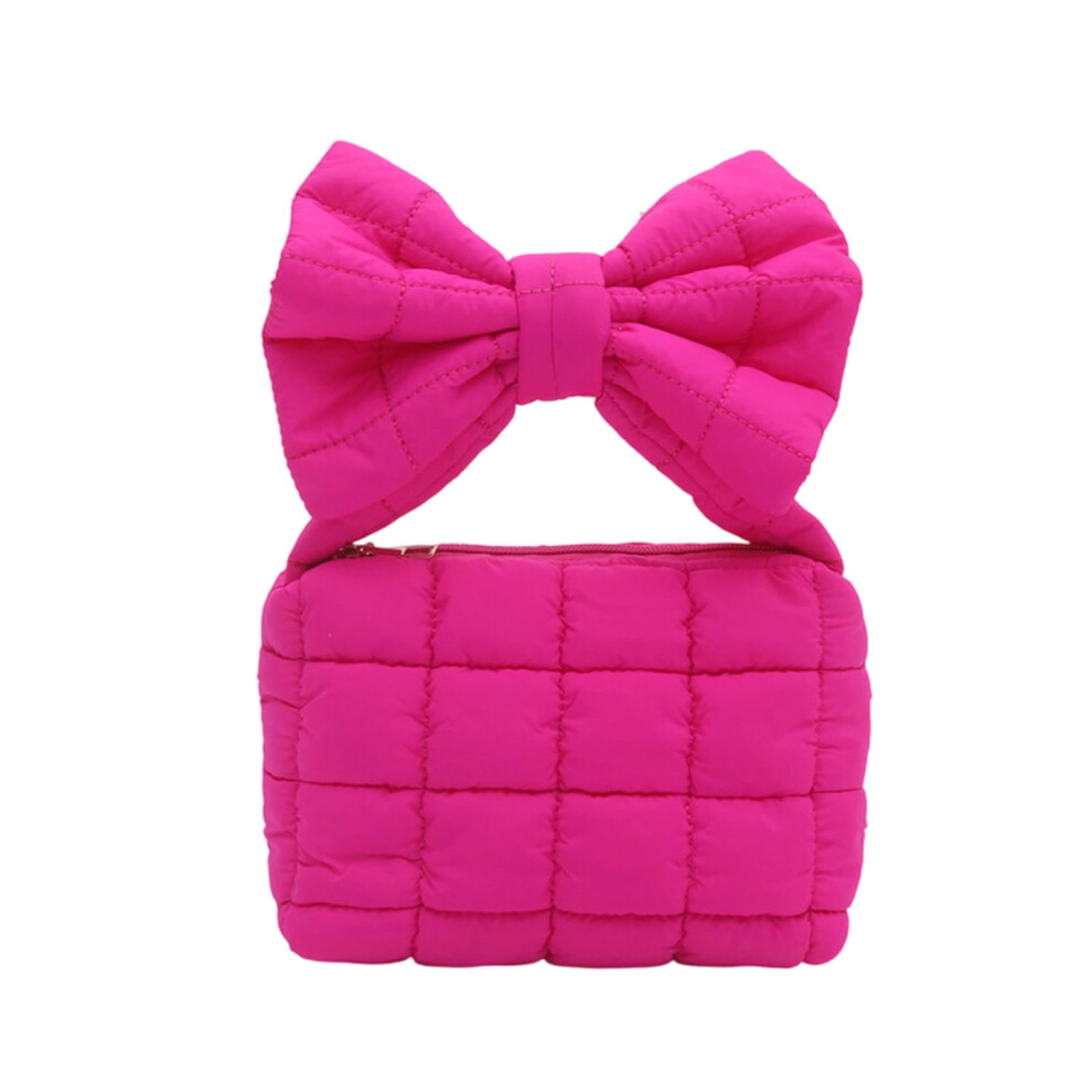 Pleated Bow Makeup Bag for Women â Polyester Travel