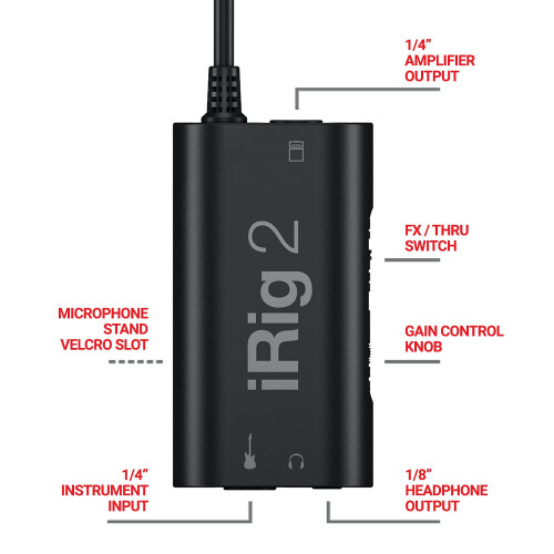 IK Multimedia iRig 2 Mobile Guitar Interface, Black 1