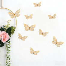 AuroraX12-Piece3D Gold Butterfly Wall Decals