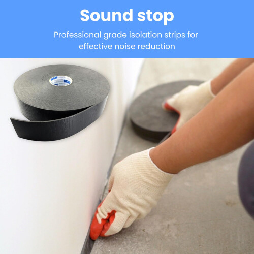Acoustic/Soundproofing Resilient Tape - Stud Work/Joist Isolation Strips 4mm Thick 30m (50mm) 1