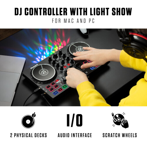 Numark Numark Party Mix II DJ Controller with Lights, 2 Decks, Mixer, Audio I 1