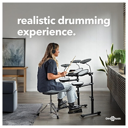 VISIONDRUM Compact Mesh Electronic Drum Set with 50W Amp, Orange 1
