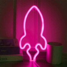 Solas Oíche Roicéid Neon LED – Cumhachtaithe ag USB nó Ceallraí