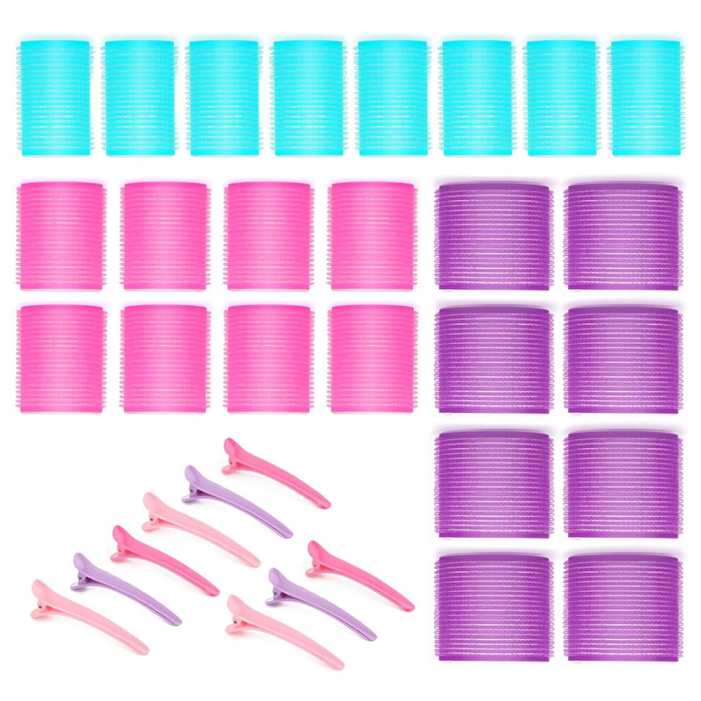 3-Size Self-Grip Hair Rollers Set with Clips