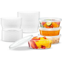 8oz-os műanyag deli élelmiszertárolók légmentesen záródó fedéllel (24