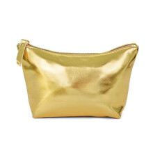 Gouden make-up tasje voor dames, waterdicht, grote capaciteit, met ritssluiting.