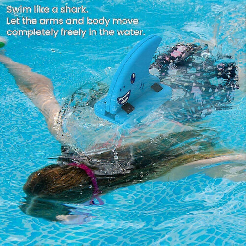 (Blue) Kids swim float for training with wearable shark fin kickboard 1