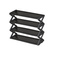 Étagère à chaussures à 4 niveaux à suspendre à la porte, noire, gain de place