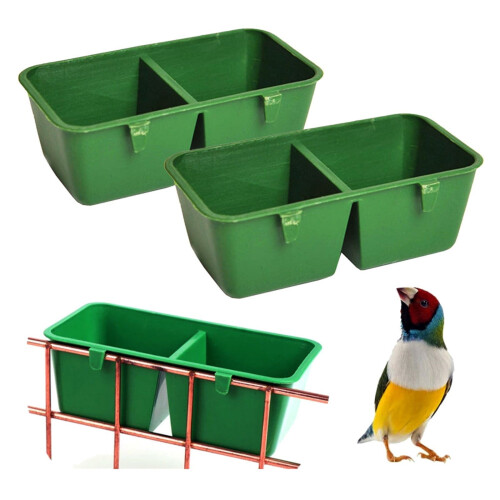Mangeoire en plastique à double compartiment, lot de 2, verte