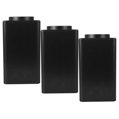 Svarta lufttäta teburkar i plåt (3-pack)
