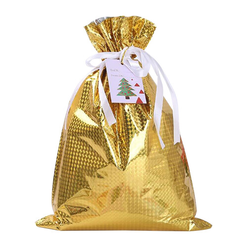Sacos de presente de Natal com cordão – Folha de alumínio, 32x24cm,