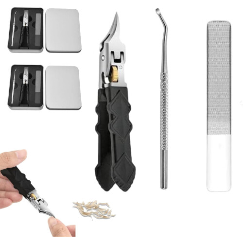 Ensemble de 3 coupe-ongles noirs antidérapants