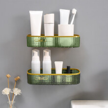 Wall-Mounted Bathroom Shelf – PET, Green, 24.5 x 10 cm