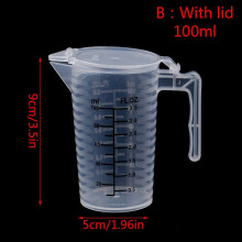 Gobelet doseur transparent en PVC de 100 ml avec couvercle