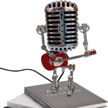Lampe de bureau rétro en forme de microphone et de guitare, lampe de table vintage avec variateur tactile
