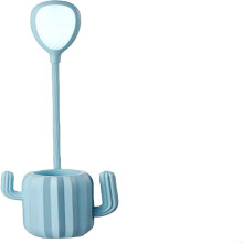 Lampe de bureau LED avec porte-stylo, col de cygne flexible à 360, luminosité réglable et lumière anti-fatigue – bleue