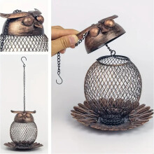 Mangeoire à oiseaux en métal en forme de hibou pour l'extérieur – 1 pièce