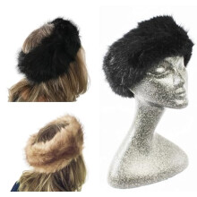 Handbag Bliss Luxury Faux Fur Headband Winter/Ski Ear Warmer Hat (Camel/Taupe)