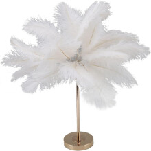 Lampe de table blanche en forme de plume, lampe de chevet tactile 3 couleurs, veilleuse LED USB sans fil