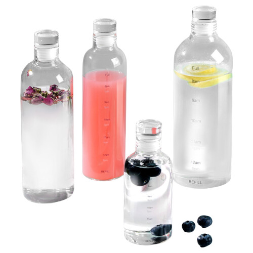 Zeitmarkierter Glaswasserbecher 300 ml–1000 ml 1
