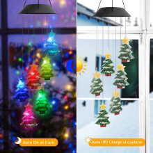Christmas Solar Wind Chimes, Color Changing LED Solar Wind Chimes, Hanging Outdoor Christmas Garden Decor,Christmas Gifts