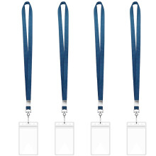 Portatarjetas vertical transparente con cordón (4 unidades)
