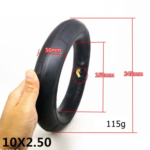 Câmara de ar para patinete de 10 polegadas, 10x2,50, borracha preta