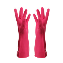 Luvas de látex compridas para limpeza de cozinha – Rosa choque, 1 par