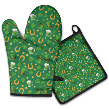 Ensemble de 2 maniques et gants de cuisine, résistants à la chaleur jusqu'à 200 C (392 F).