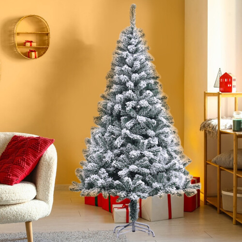 Árvore de Natal artificial flocada com neve, 2,1 metros (6,9 pés), 1000 pontas 2
