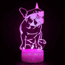 3D nočné svetlo Bulldog – RGB LED, 16 farieb, USB/batéria