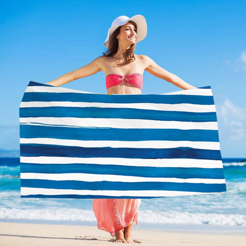Extra grote gestreepte strandhanddoek 140x70cm