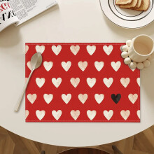 Valentijnsplacemats met rood hartjesdesign 12" x 18" (4