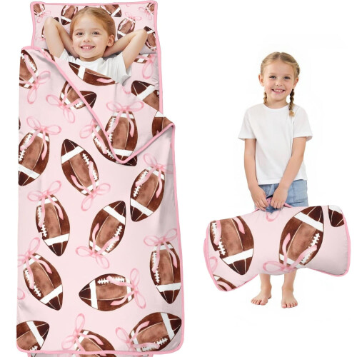 Pink toddler nap mat with bow pattern, 1 piece