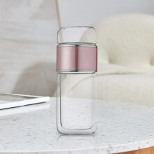 Tasse à thé en verre à double paroi avec infuseur – Anti-fuite,