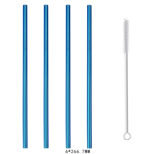 4er-Pack Edelstahl-Trinkhalme, 26,7 cm, blau 1