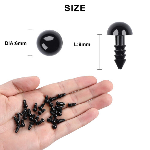 Virkade plastögon 6 mm 100 st 1