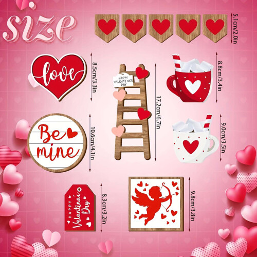 Ensemble de 12 plateaux décoratifs à étages pour la Saint-Valentin 2
