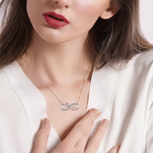 Infinity Heart Pendant Necklace Sterling Silver 1 Piece 2