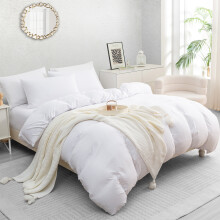 (Double (200cm x 200cm), White) Luxury Prewashed Microfiber Duvet Cover Set with Zipper Closure