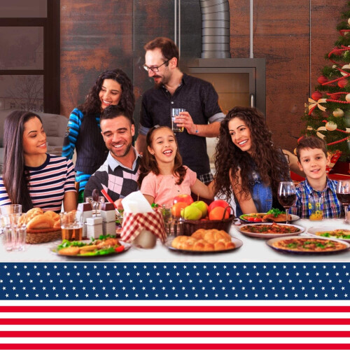 Patriotic tablecloth 86x51 inches 3 pack 1